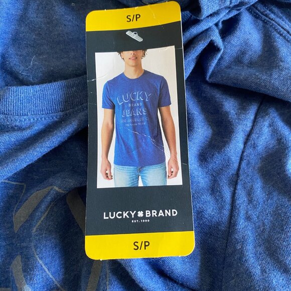 Lucky Brand Men's Graphic Tee Men's Sz S Blue Logo NWT Too Tough To Die - Picture 7 of 7